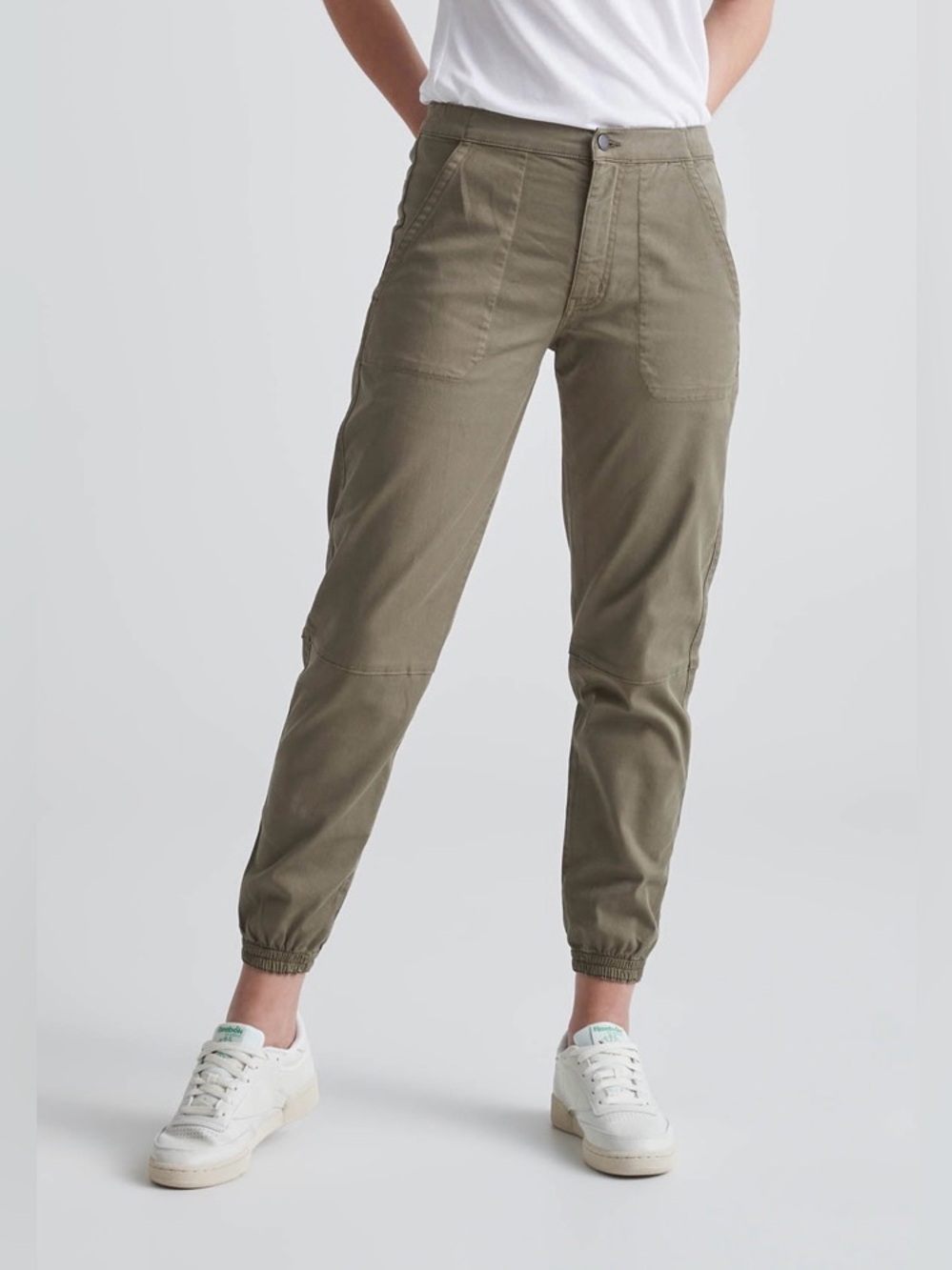 Du/er Live Lite High Rise Jogger Pants Olive Green Size 27
